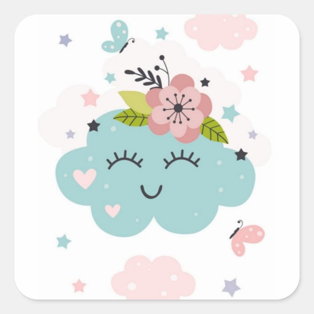 Be the sunshine. Cloud. Flowery. Square Sticker (Front)