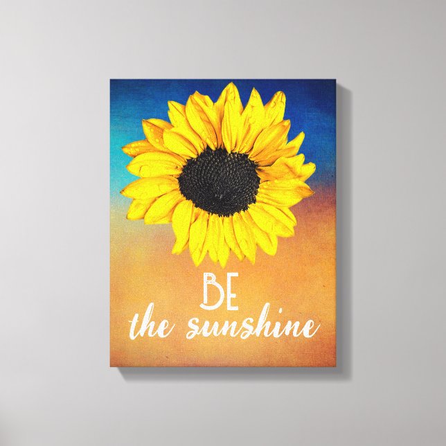 Be the sunshine quote on yellow sunflower art  canvas print (Front)