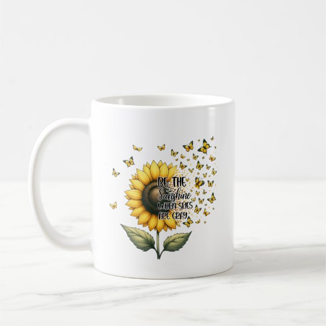 Be the Sunshine Sunflower Personalised Coffee Mug (Left)