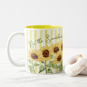Be the Sunshine Sunflowers and Stripes Coffee Mug