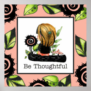 Be Thoughtful Child's Boho Framed Art  Poster