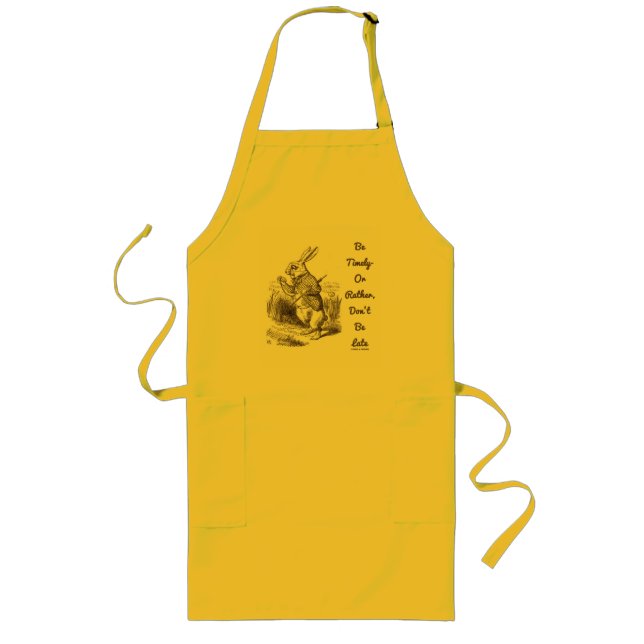Be Timely- Or Rather, Don't Be Late White Rabbit Long Apron (Front)