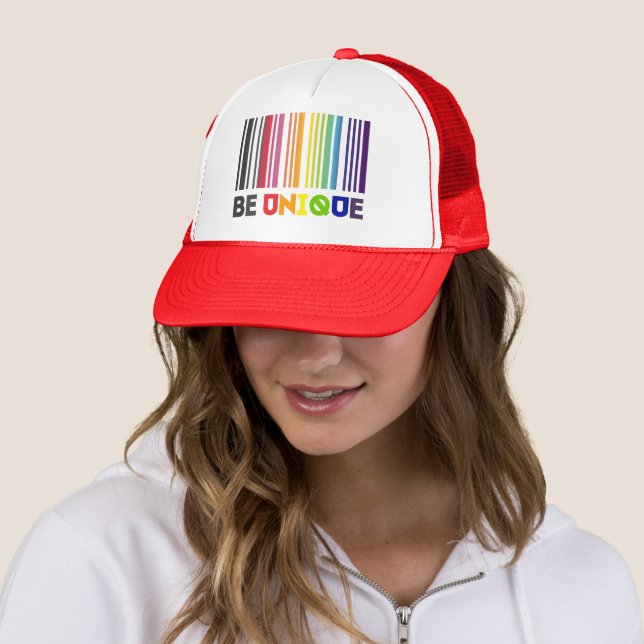 Be Unique Bar Code Lgbt Pride Trucker Hat (In Situ)