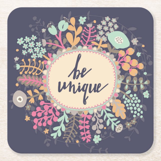 Be Unique Square Paper Coaster (Front)