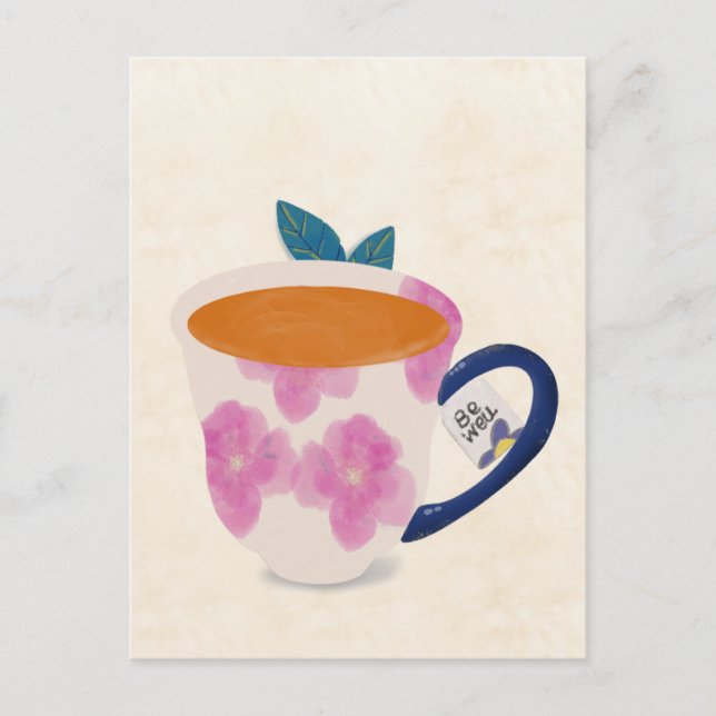  Be Well Teacup Postcard (Front)