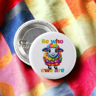 Be who ewe are Rainbow Sheep 3 Cm Round Badge