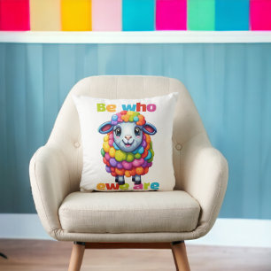 Be who ewe are Rainbow Sheep Cushion