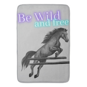 Be Wild and Free Horse Jumping Bath Mat