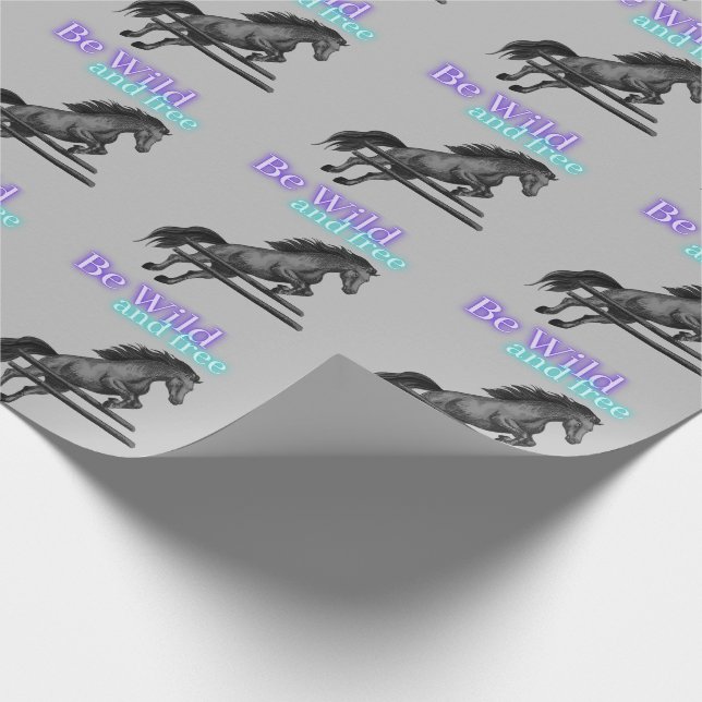 Be Wild and Free Horse Jumping Wrapping Paper (Corner)