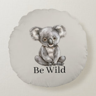 Be Wild Koala Bear Safari Animal   Round Cushion