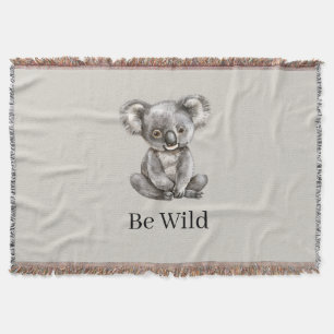 Be Wild Koala Bear Safari Animal Throw Blanket