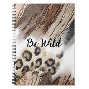Be Wild Leopard Chocolate Champagne Paint Streaks Notebook