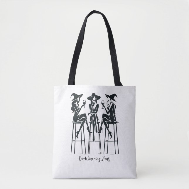 Be-Wine-ing Hour,Elegant Witches Wine Night,Modern Tote Bag (Front)