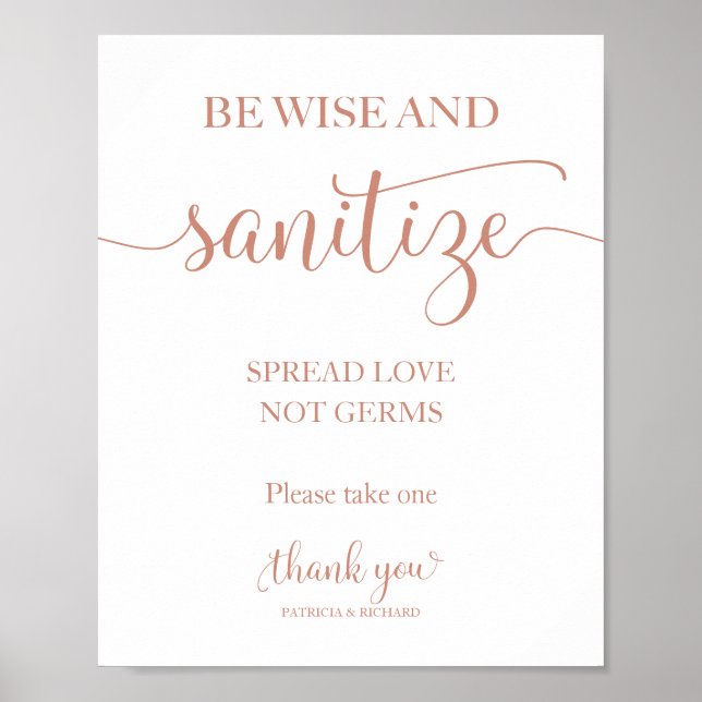 Be Wise and Sanitise Spread Love Not Germs Sign (Front)