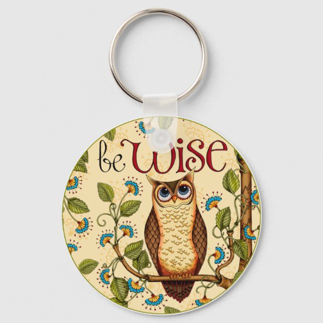 Be Wise Owl- Round Key Chain (Front)