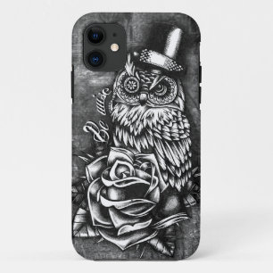 Be wise tattoo style owl artwork. iPhone 11 case