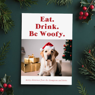 Be Woofy Funny Pet Dog Photo Christmas Holiday Card