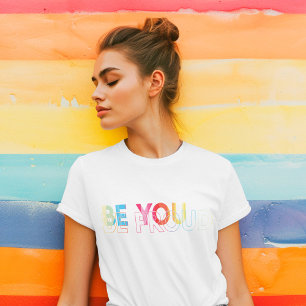 Be You Be Proud Fun LGBTQ Rainbow Heart Monogram Tri-Blend Shirt