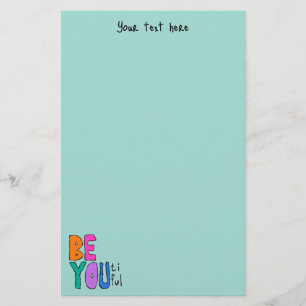 Be You Beautiful Colourful Lettering Bright Green Stationery
