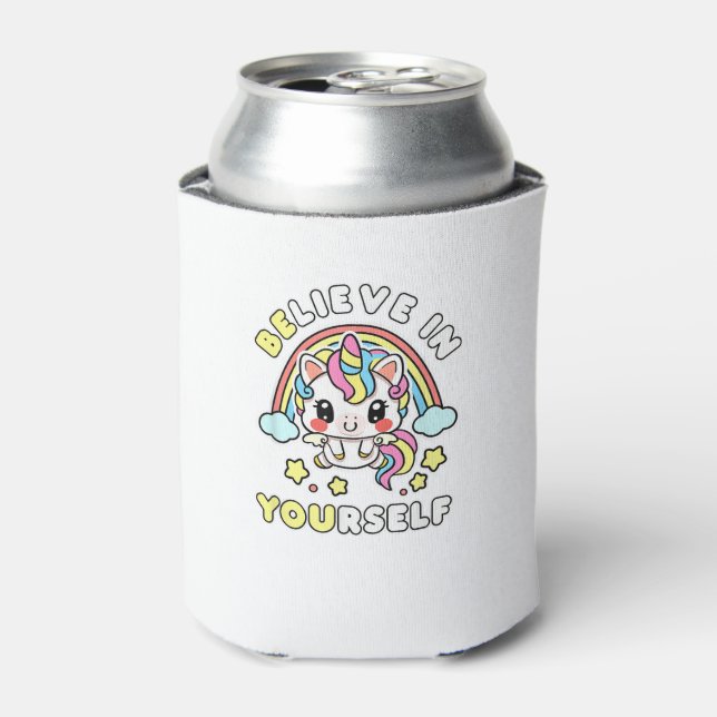 Be You Believe In Yourself Unicorn Positive Messag Can Cooler (Can Front)
