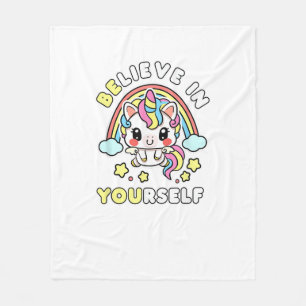 Be You Believe In Yourself Unicorn Positive Messag Fleece Blanket