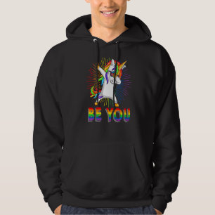 Be You Gay Lesbian Dabbing Unicorn Gay Pride Ally Hoodie
