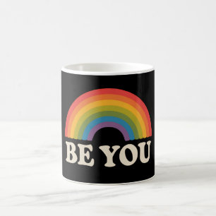 Be You Gay Lesbian Pride LGBTQ Ally Rainbow Retro Coffee Mug