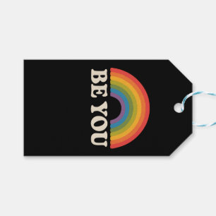 Be You Gay Lesbian Pride LGBTQ Ally Rainbow Retro Gift Tags