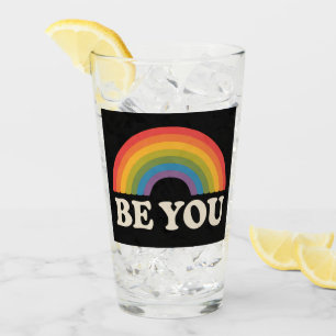 Be You Gay Lesbian Pride LGBTQ Ally Rainbow Retro Glass