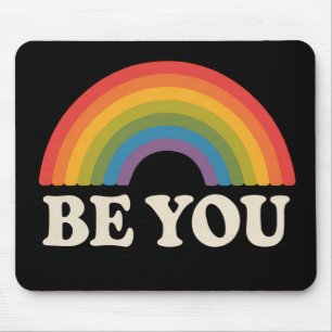 Be You Gay Lesbian Pride LGBTQ Ally Rainbow Retro Mouse Mat