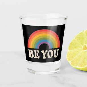 Be You Gay Lesbian Pride LGBTQ Ally Rainbow Retro Shot Glass