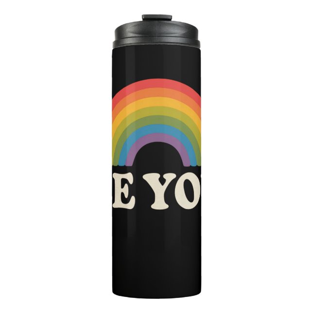 Be You Gay Lesbian Pride LGBTQ Ally Rainbow Retro Thermal Tumbler (Front)