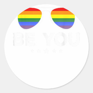 Be You LGBT Rainbow Sunglasses  Classic Round Sticker