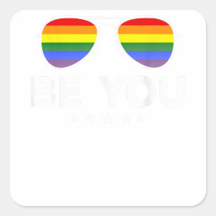 Be You LGBT Rainbow Sunglasses Square Sticker