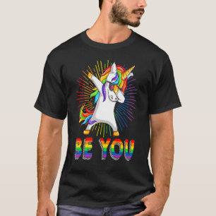 Be You Lgbt Unicorn Gay Lesbian Unicorn Dabbing T-Shirt