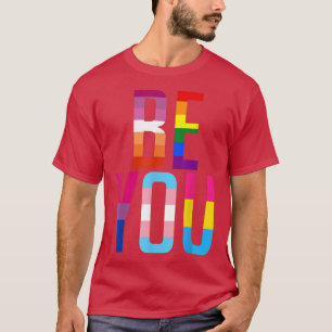 Be You Pride LGBTQ Gay LGBT Ally Rainbow Flag Retr T-Shirt