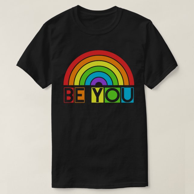 Be You Pride LGBTQ Gay LGBT Ally Rainbow Flag Retr T-Shirt (Design Front)