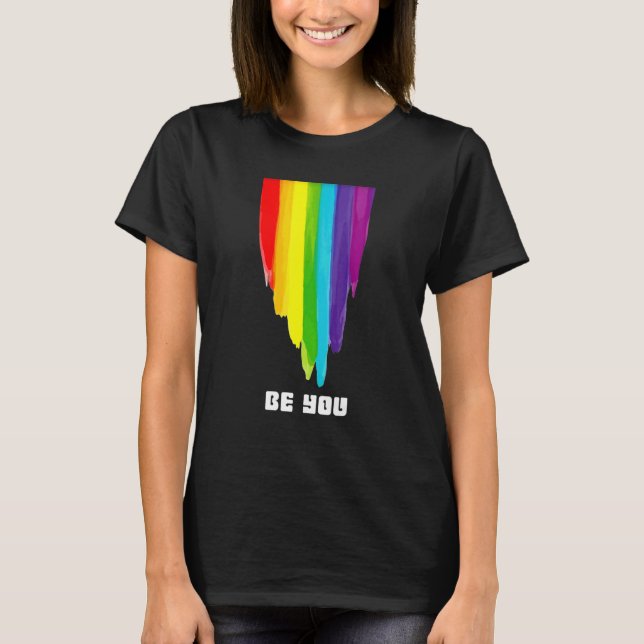 Be You Pride Rainbow LGBTQ Flag Love Is Love Gay L T-Shirt (Front)