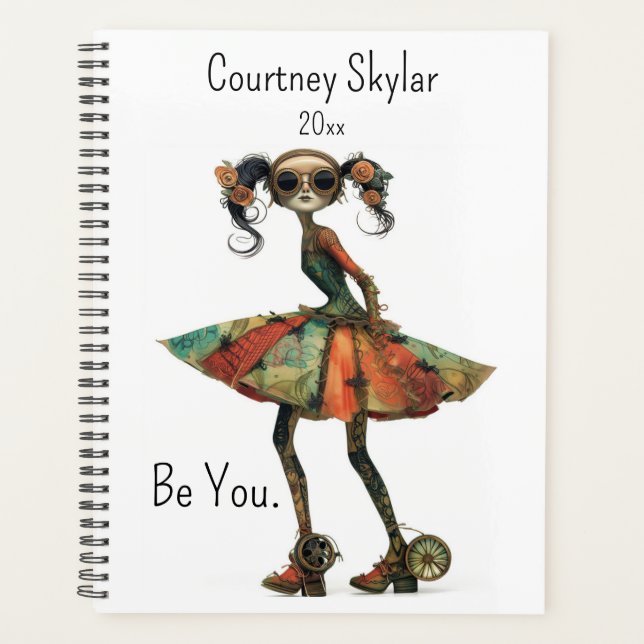 Be You Quirky Whimsical Woman, Change Name, Year Planner (Front)