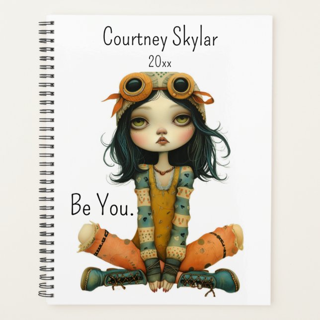 Be You Quirky Whimsical Woman, Change Name, Year Planner (Front)