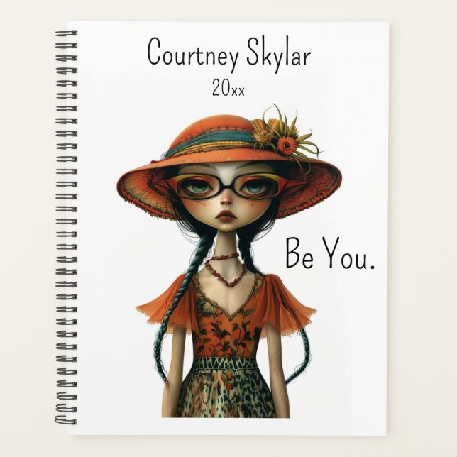 Be You Quirky Whimsical Woman Planner (Front)