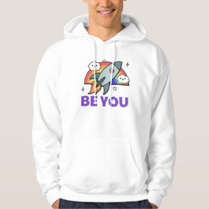 Be you. Rainbow rocket cloud with heart  Hoodie