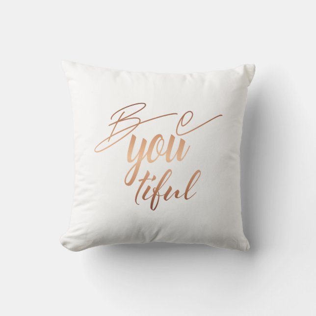 Be You Script Lettering Copper Self Love Cushion (Front)