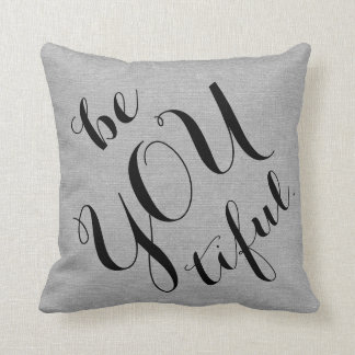 Be you tiful beautiful rustic chic burlap linen cushion