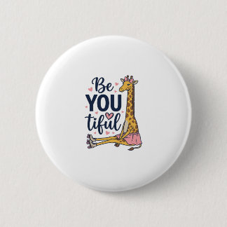 Be You Tiful Giraffe Roller Skate Vintage Shirt De 6 Cm Round Badge
