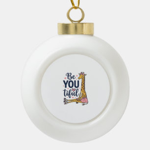Be You Tiful Giraffe Roller Skate Vintage Shirt De Ceramic Ball Christmas Ornament
