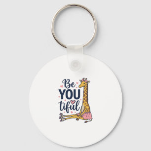 Be You Tiful Giraffe Roller Skate Vintage Shirt De Key Ring
