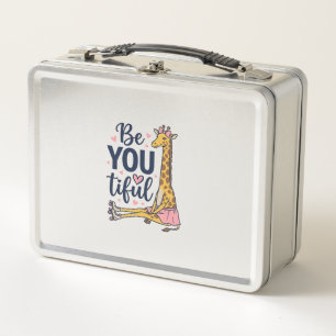 Be You Tiful Giraffe Roller Skate Vintage Shirt De Metal Lunch Box