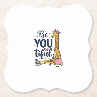 Be You Tiful Giraffe Roller Skate Vintage Shirt De Paper Coaster