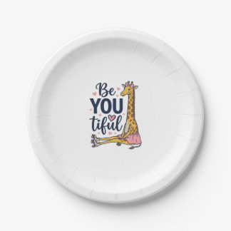 Be You Tiful Giraffe Roller Skate Vintage Shirt De Paper Plate